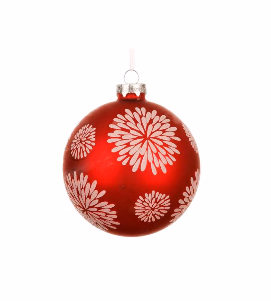 Decoris Pallina di Vetro Rossa con Fuochi d'Artificio - 10cm