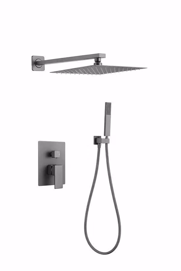 WEBO Rio Doccia a pioggia da incasso Grigio Acciaio inox 304 20 cm Quadrata con doccetta Miscelatore monocomando Set completo