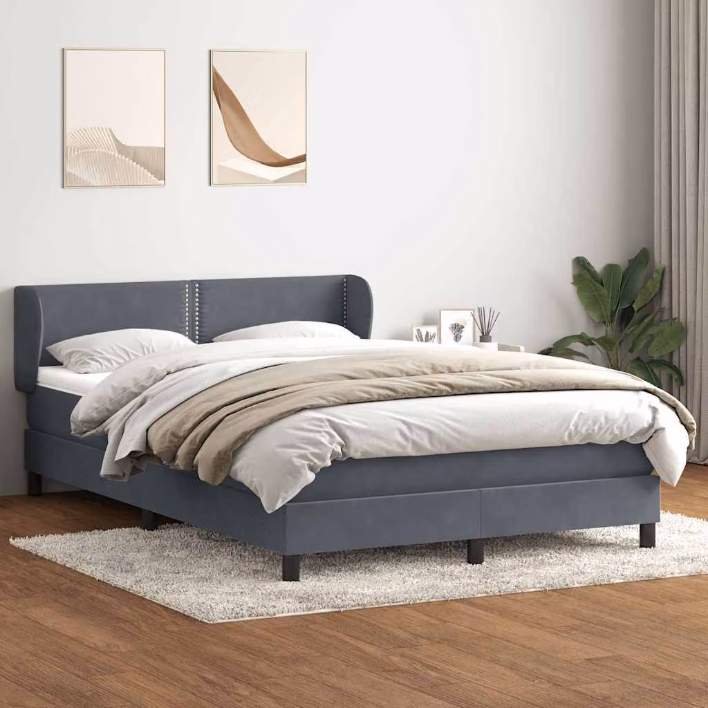 Maison Exclusive - Letto box spring con materasso grigio scuro 160x210 cm velluto