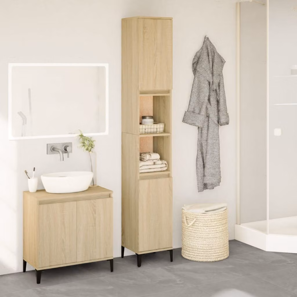 Armadietto da bagno moderno vidaXL in legno Rovere Sonoma, L 30 cm, P 30 cm, H 190 cm