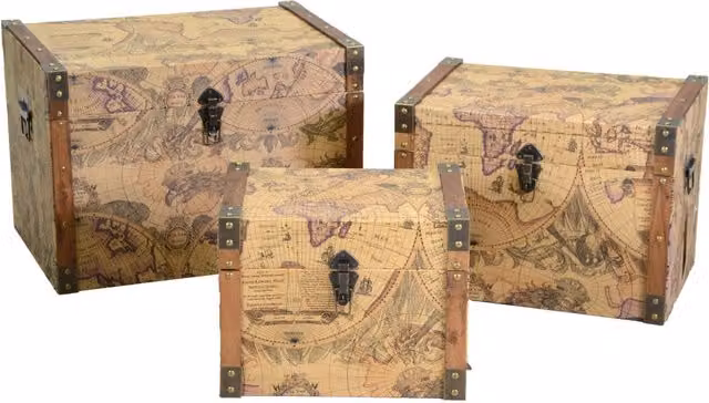 Set 3 Baule in Similpelle marrone rettangolare