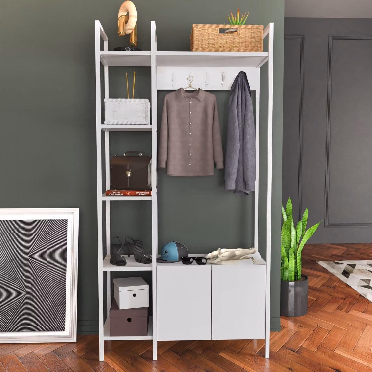 Skye Decor, Doga - Bianco, Armadi, Appendiabiti da ingresso, Bianco, 90 x 175 x 35 cm