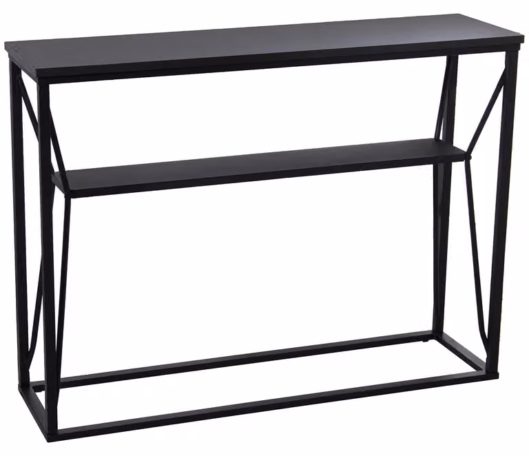 Tavolo di ingresso in metallo e MDF, colore nero, dimensioni 100x30x75 cm