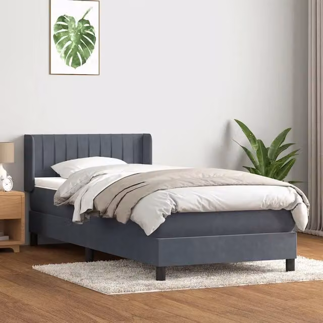 Giroletto a Molle con Materasso-Struttura Letto Grigio Scuro 80x220 cm Velluto 172207