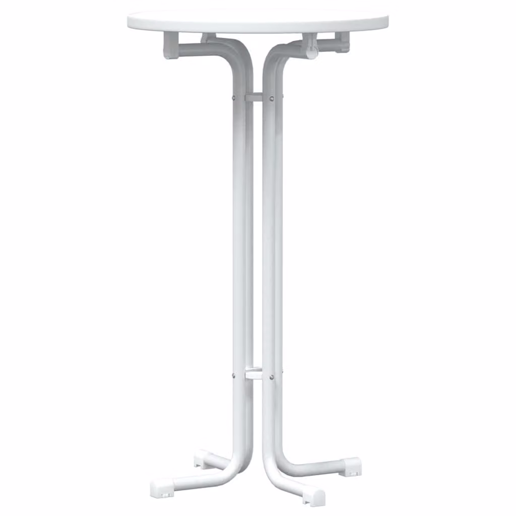 Tavolo da Bar Bianco Ø60x110 cm Legno Multistrato e Acciaio