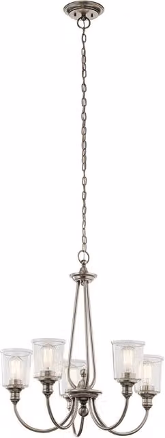 Lampadario classico Waverly vetro pewter 5xE27 Kichler
