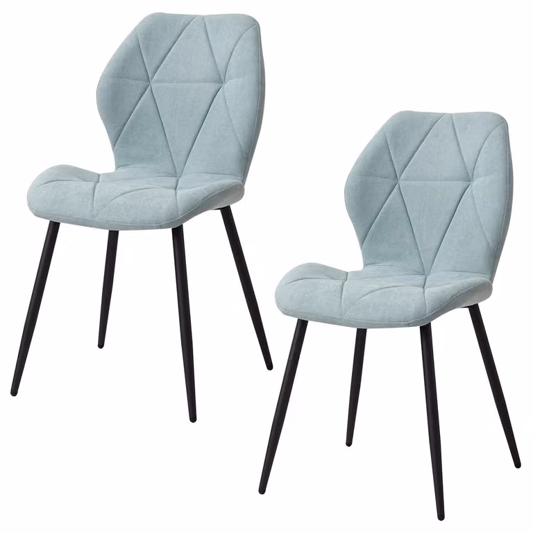 Sedie da pranzo - Set da 2 - Stile moderno e minimalista - Struttura in metallo - Da montare autonomamente - Non girevoli - Verde menta