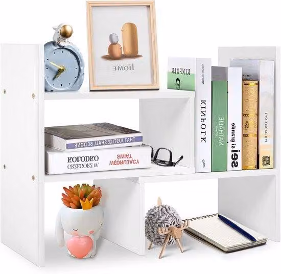 Organizer da parete per il fai da te: espositore da tavolo, libreria da tavolo, espositore da tavolo per l'ufficio e la casa (bianco)