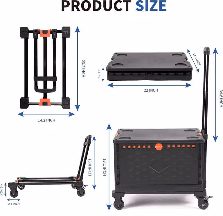 Carrello pieghevole – Carrello trasportabile – Carrello manuale – Contenitore trasportabile – Carrello per la spesa