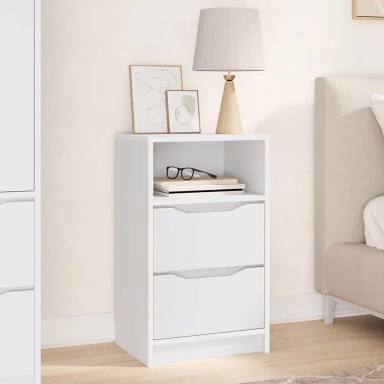 Comodino moderno vidaXL in legno MDF bianco L 40 cm x P 30 cm x H 67 cm