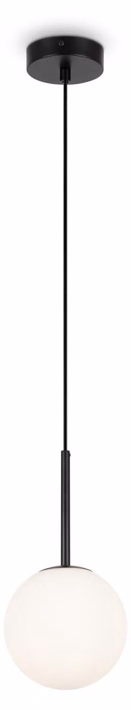 Lampadario Minimal Basic Form Piccola Metallo Nero 1 Luce Diffusore Bianco