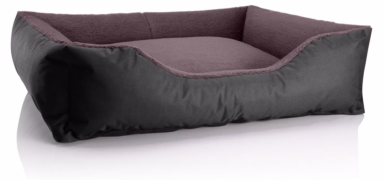Letto per cani BedDog TEDDY, divano per cani, cuccia lavabile con bordo, cuscino per cani, modello BLACK-FIELD (nero/marrone), taglia XL, dimensioni approssimative: 100x85x23 cm