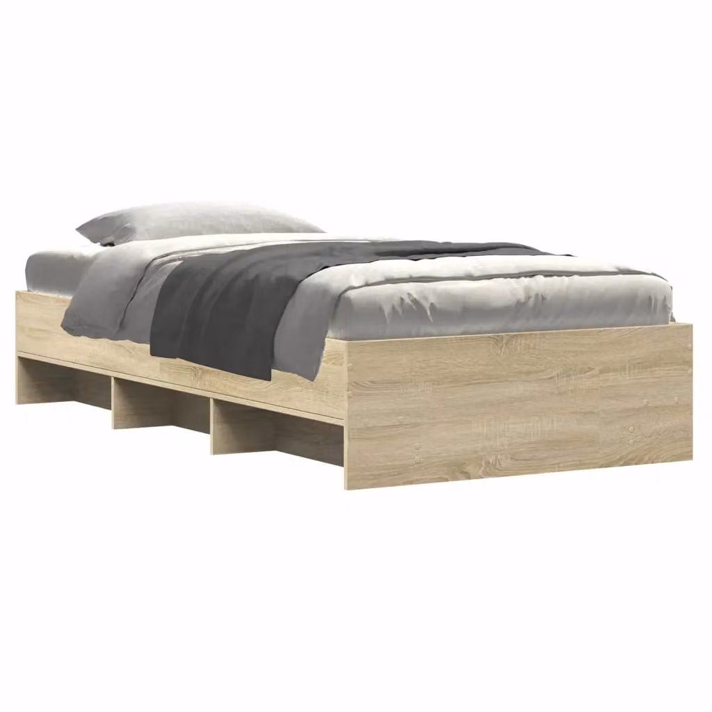 Letto moderno con scaffali laterali vidaXL in legno color marrone L 80 cm x P 200 cm x H 83 cm – 2