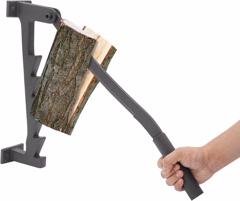 Spaccafuoco manuale in legno, compatto e dotato di sistema di sicurezza, adatto per legna fino a 36 cm di diametro, ideale per la preparazione della legna da ardere