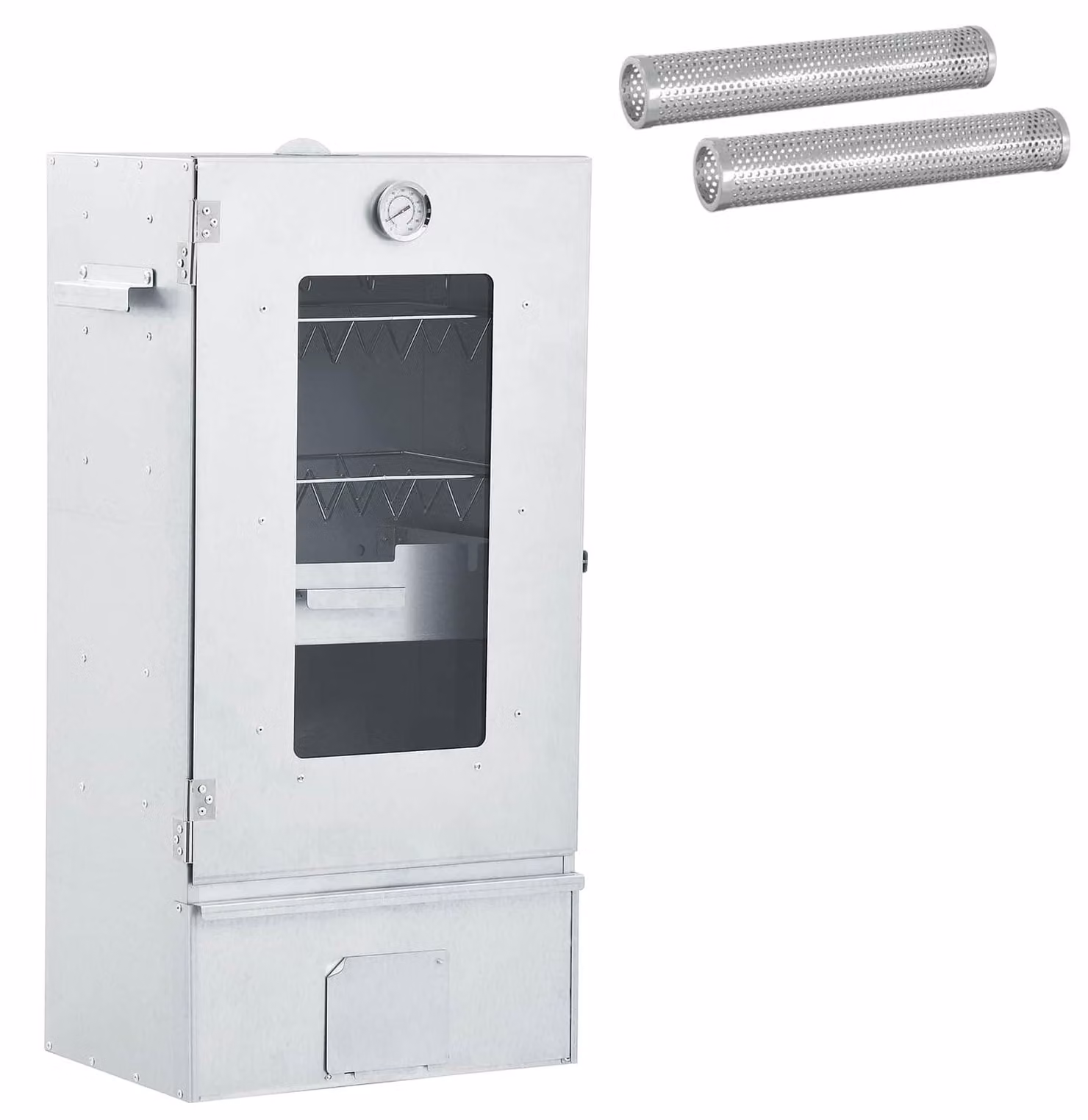 Affumicatore a freddo con tubo di affumicatura, dimensioni 44,5 x 29 x 83 cm, realizzato in acciaio zincato