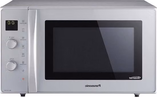 Microonde combinato Panasonic NN-CD575MEPG con aria calda e grill, capacità 27 litri, finitura argento e acciaio inossidabile