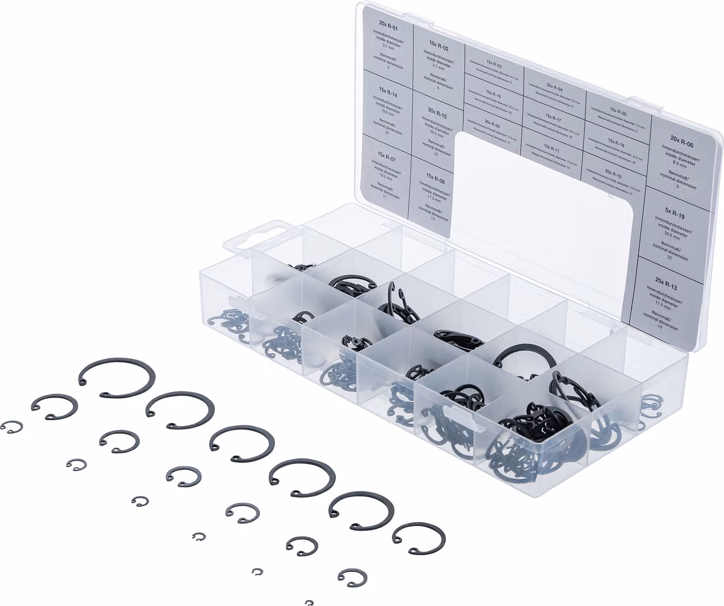 BGS 8049 | Assortimento di anelli di sicurezza interni (snap rings) | Ø 3 - 32 mm | 300 pz.