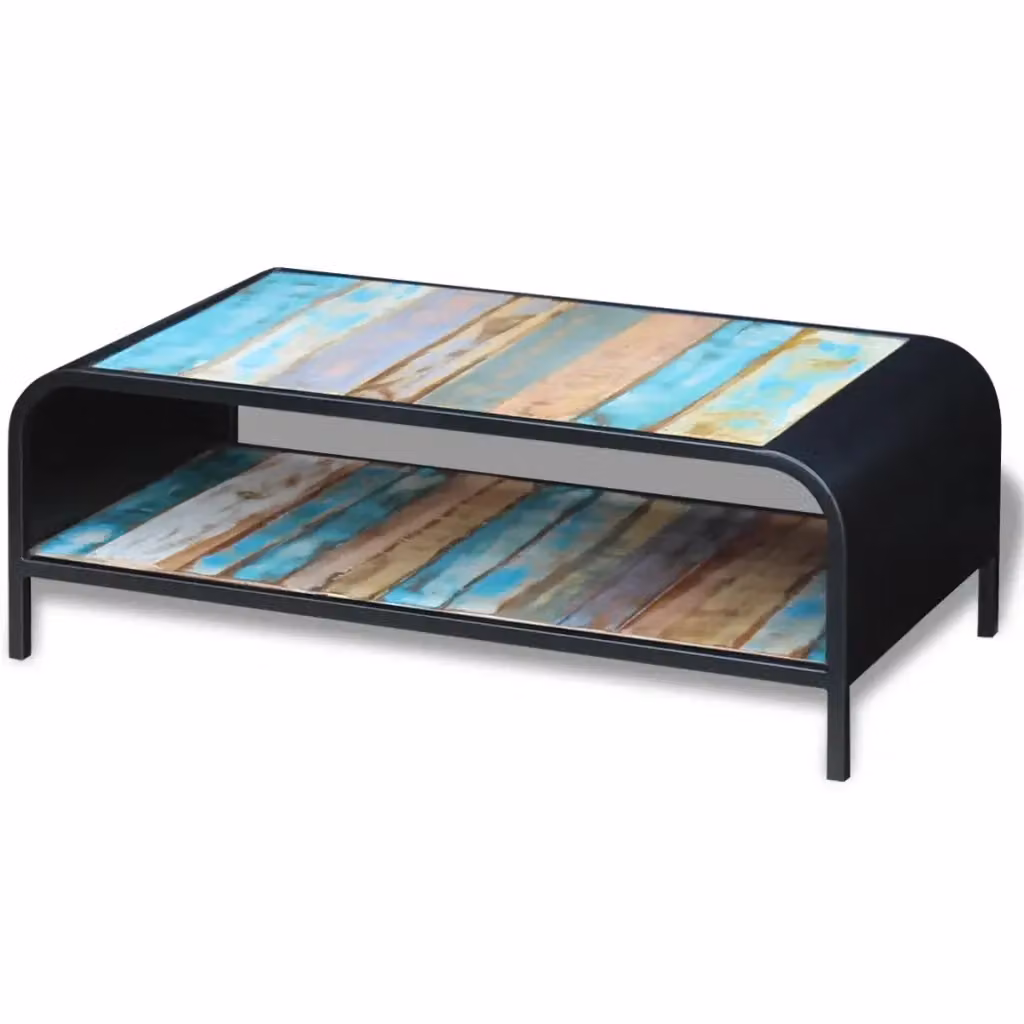 Tavolino da salotto retro in legno massello multicolore vidaXL – 2