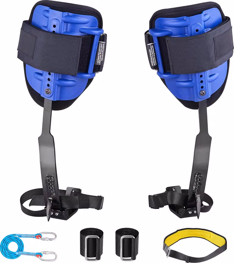 SucceBuy chiodi per arrampicata sugli alberi, attrezzatura da arrampicata regolabile con cinghie e cintura, portata 159 kg, robusti ramponi in acciaio, adatti per la cura degli alberi, la raccolta della frutta e la caccia, blu