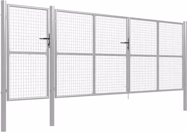 Cancello singolo da giardino vidaXL in acciaio color argento L: 500 cm, H: 150 cm