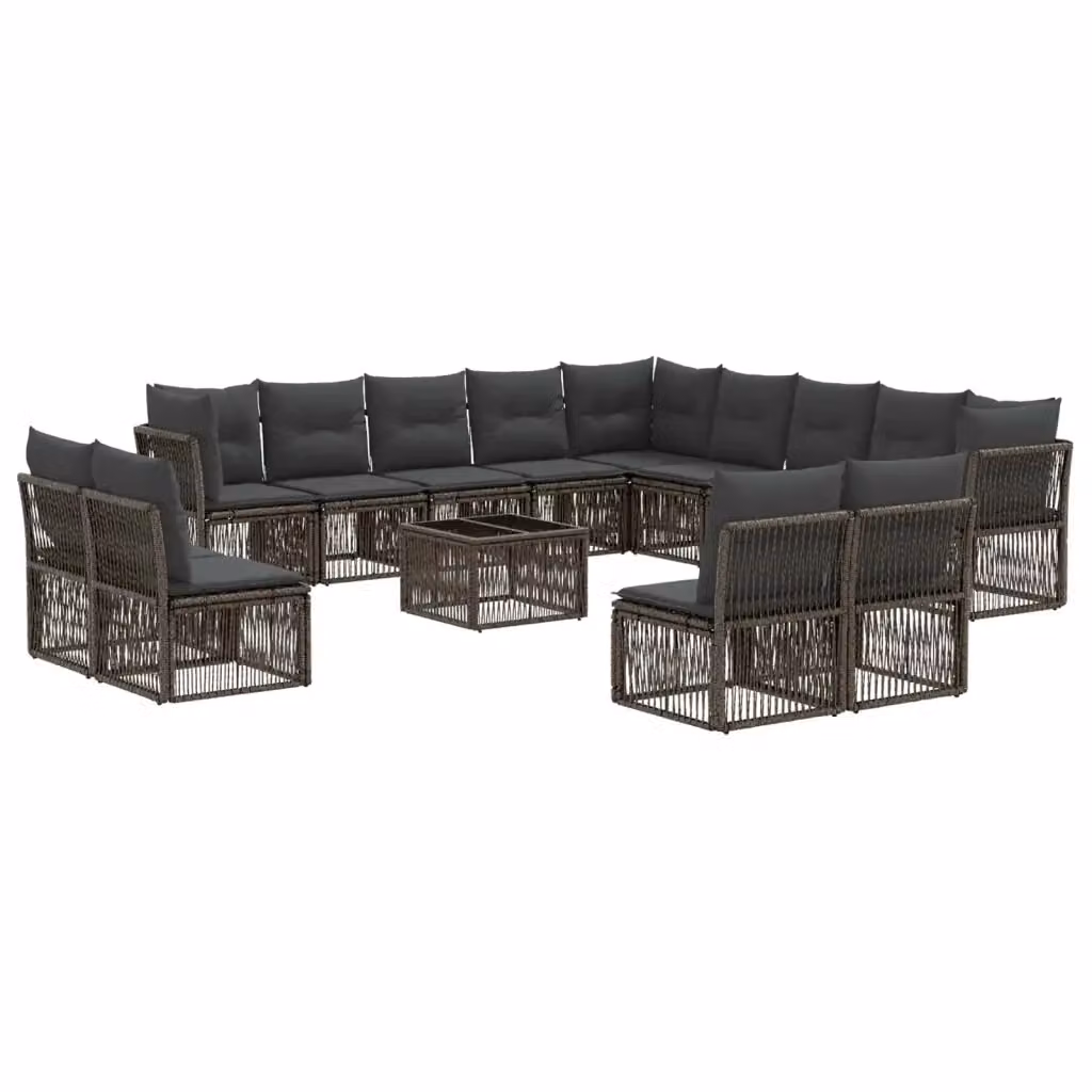 Set Divano da Giardino a Forma di U vidaXL in Polyrattan Grigio con Cuscini e Tavolino da Caffè – 2