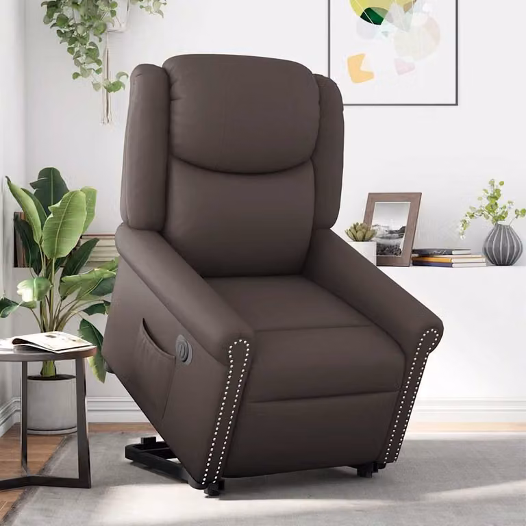 vidaXL Poltrona Alzapersona Reclinabile Elettrica Marrone Similpelle