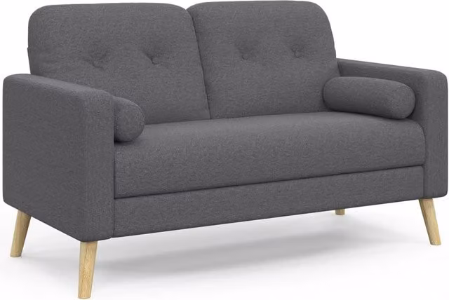IDMarket - Divano scandinavo Claire a 2 posti in tessuto grigio antracite con cuscini coordinati – 1