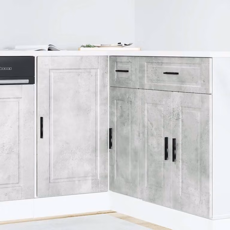 Base da cucina moderna vidaXL in legno multistrato e MDF, colore grigio cemento, con ante a battente, L: 46,0 cm, P: 46,0 cm, H: 81,5 cm
