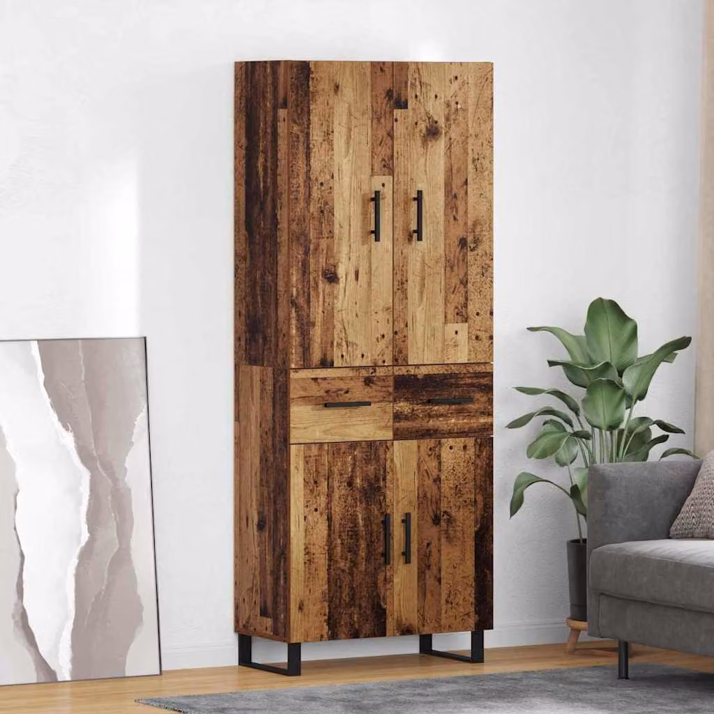 Set di 2 credenze vidaXL in legno vecchio marrone, L/P/H: 69,5 x 34 x 180 cm