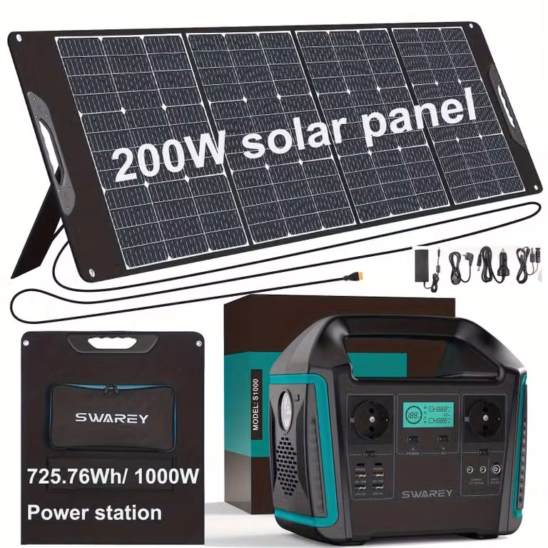 Generatore solare da 725 Wh - Centralina portatile con pannello solare da 200W e onda sinusoidale pura