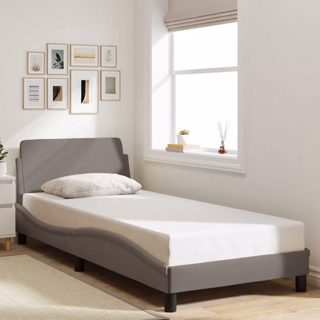 Giroletto con Testiera Dover vidaXL in Tessuto Tortora L 80 cm x P 200 cm