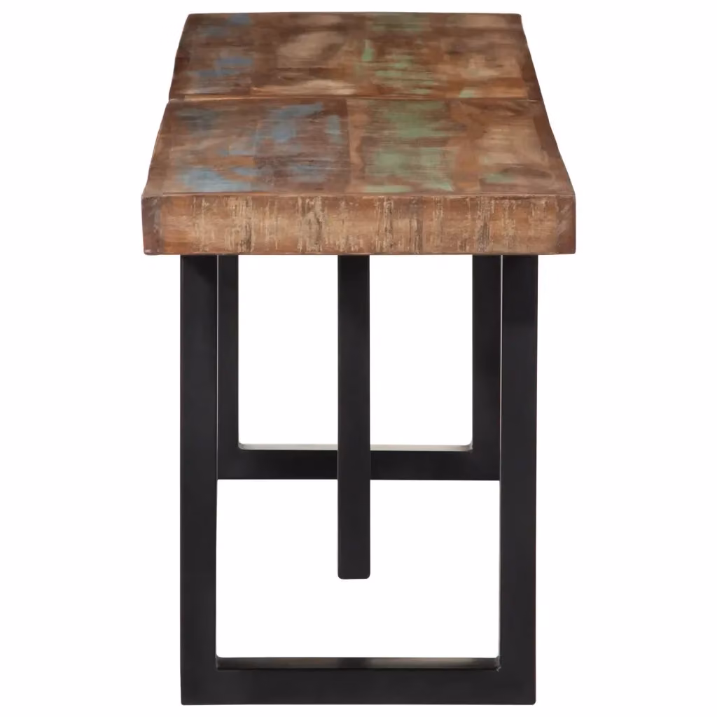 Panca in legno massello e metallo stile industrial vidaXL, marrone e nero, L: 160 cm – 2