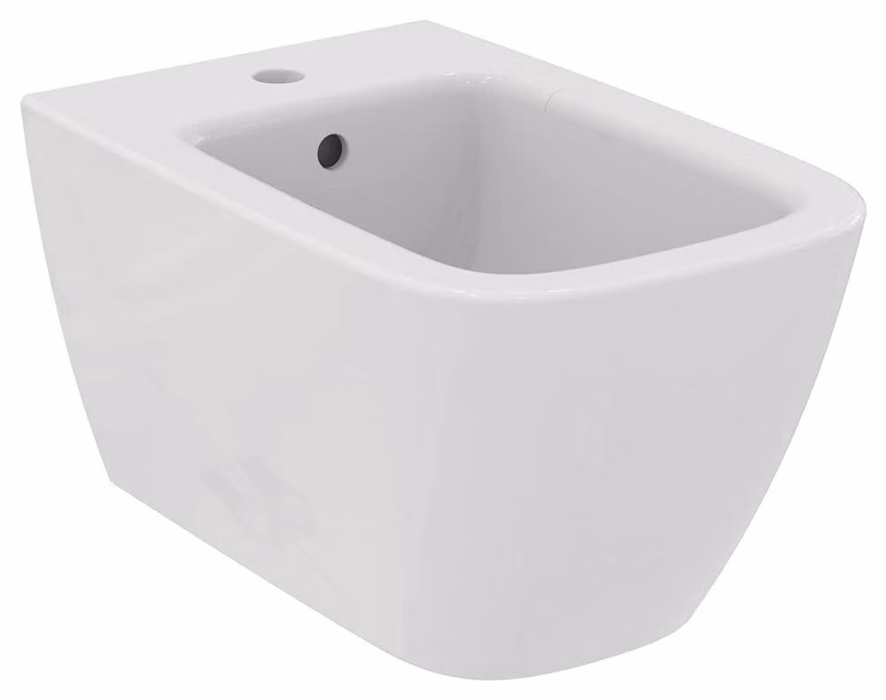 Bidet, marca Hahnloch, da montare a parete, in Vetroceramica, bianco, dimensioni 54x35,5x40 cm