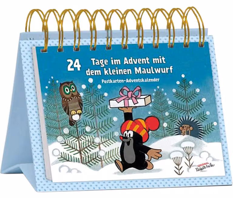 Calendario dell'Avvento a forma di cartolina: "24 giorni di Avvento con il piccolo riccio"