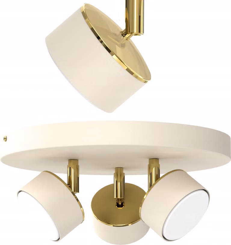 Lampada Da Soffitto Beige Ecru Gx53 - Lampada Moderna Polacca A 3 Punti Circolare