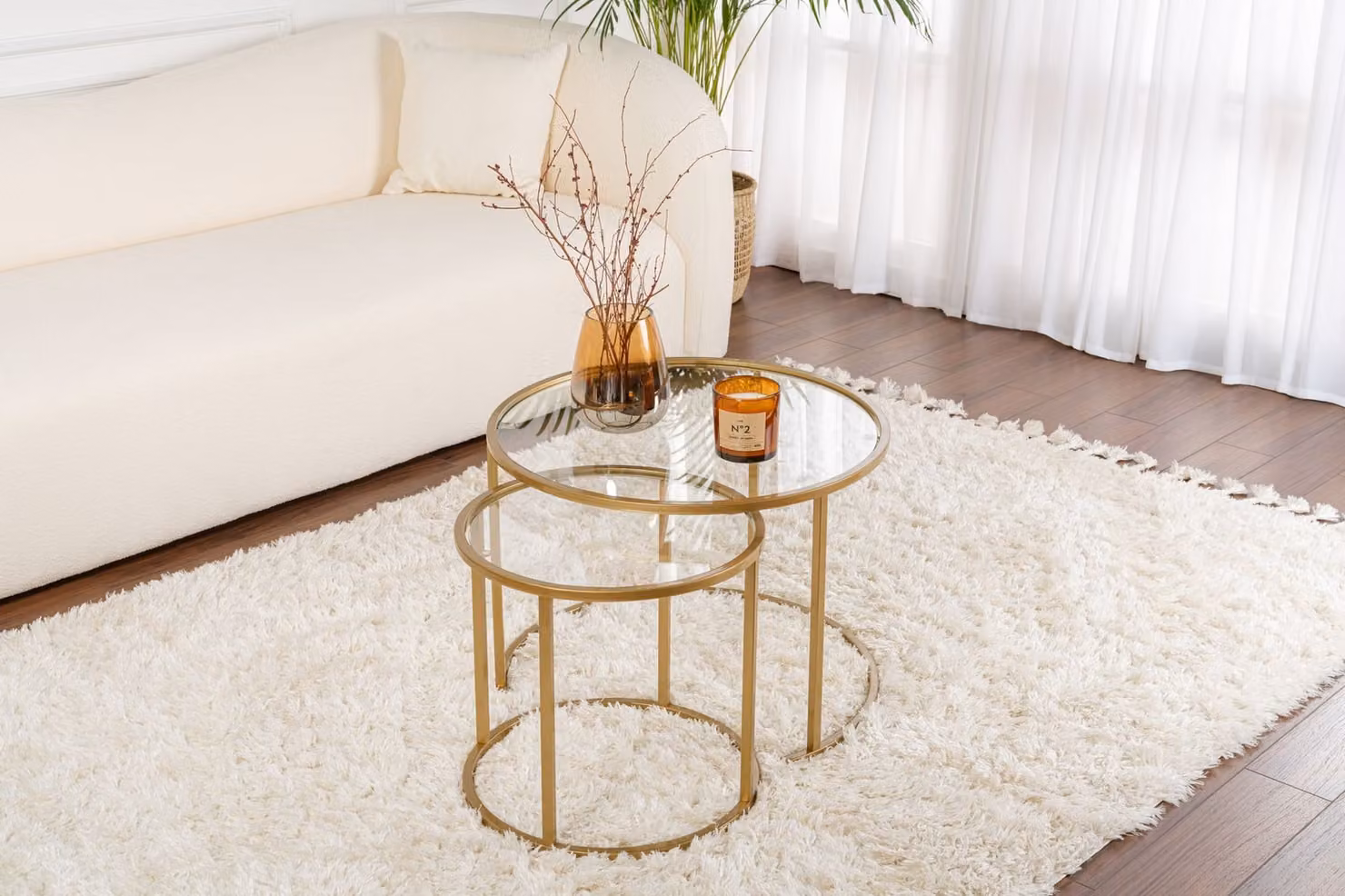 Skye Decor, Aurum - 60, 42 - Oro, trasparente, set tavolini da salotto, oro, 100% metallo, 42 x 42 x 39 cm