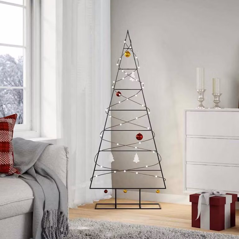 Albero di Natale decorativo moderno vidaXL in metallo nero e oro, Altezza: 150 cm