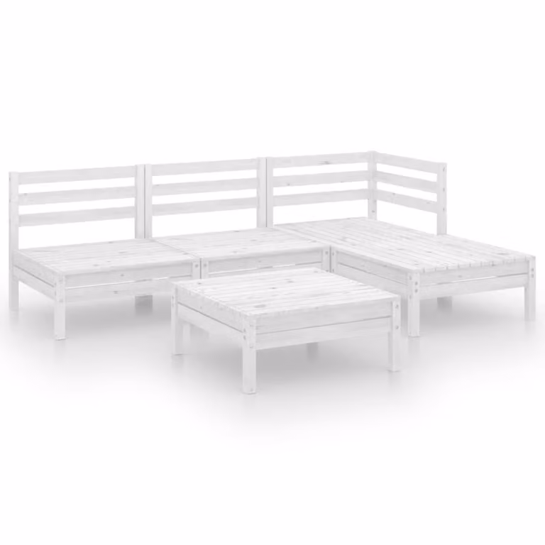 Set Salotto da Giardino 5 pz in Legno Massello di Pino Bianco