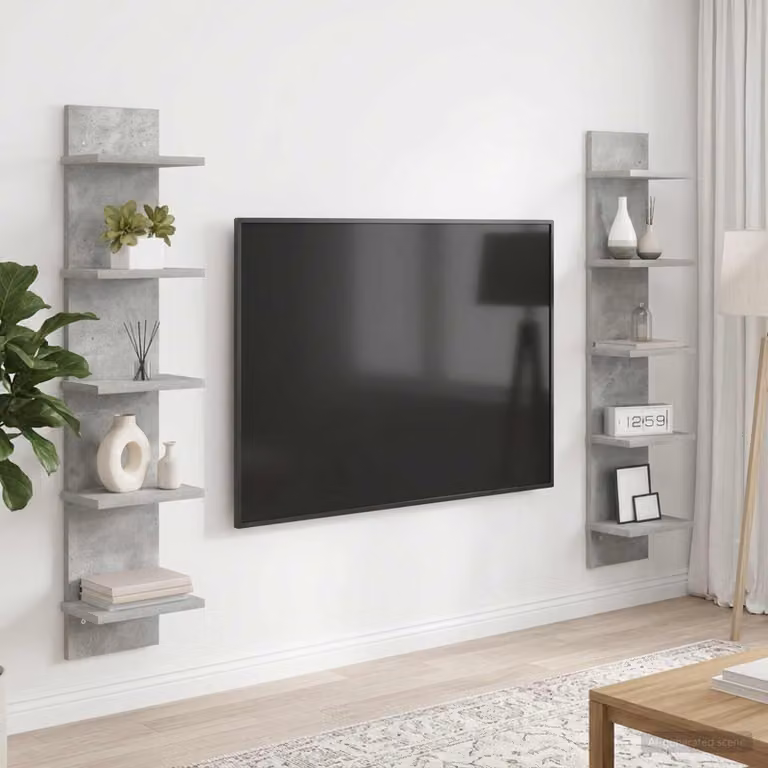 Set di 2 scaffali da parete moderni vidaXL in MDF Grigio, L/P/H: 22 x 15 x 100 cm
