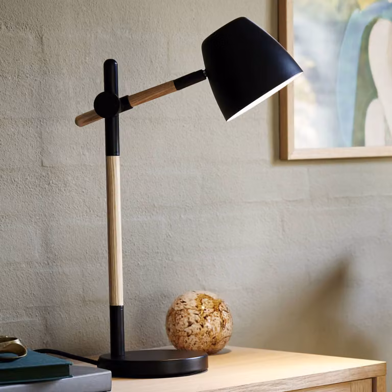 Nordlux Lampada da scrivania Theo, Nero, Studio / Ufficio, Metallo, Moderno, Lampada da tavolo