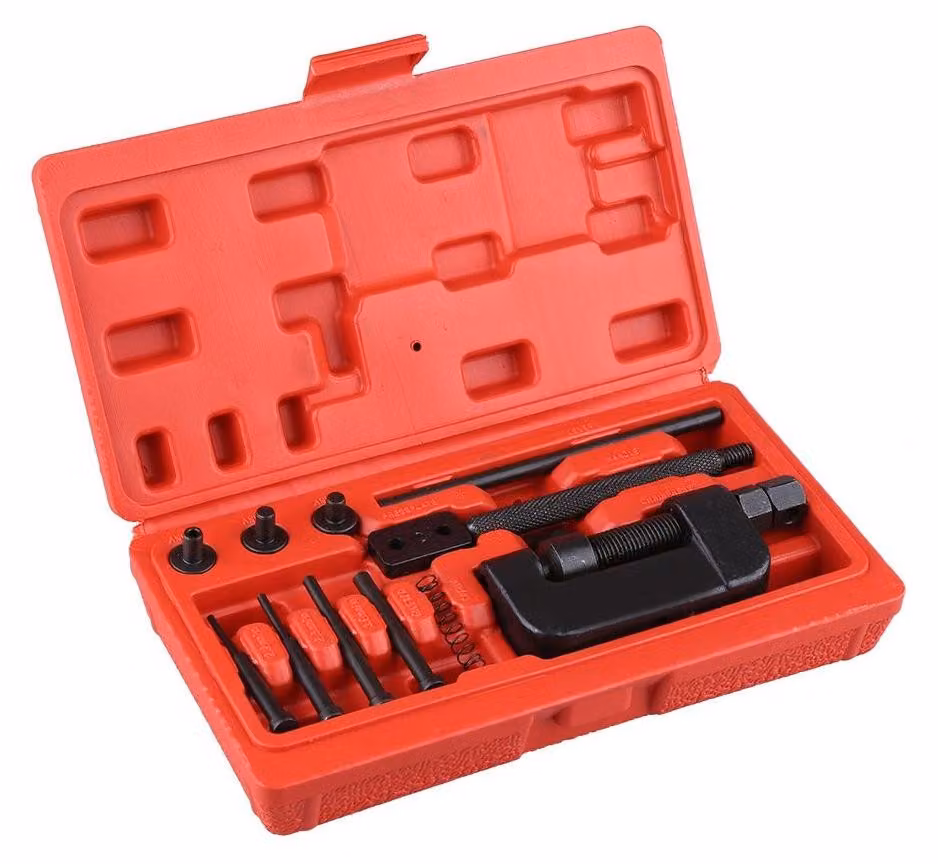Set di 13 utensili per catene - Kit di strumenti - Manutenzione motociclistica - Acciaio resistente - Design multifunzionale - Ampia compatibilità - Utensili