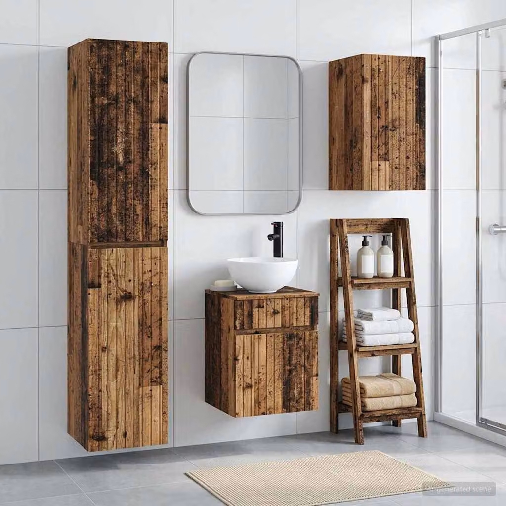 Set di mobili per il bagno vidaXL in legno marrone, 3 pezzi, stile minimalista, L/P/H: 33 x 34,5 x 160 cm