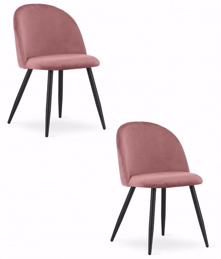 Set di 2 sedie Bello in velluto rosa antico con gambe nere