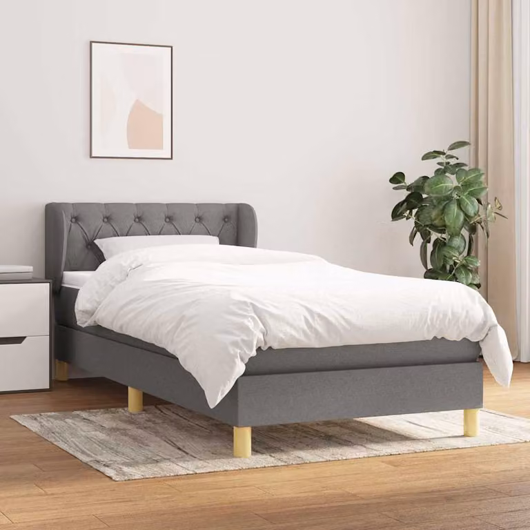 vidaXL Giroletto a Molle con Materasso Ibrido in Tessuto Grigio e Bianco L/P/H: 200 x 80 x 83 cm