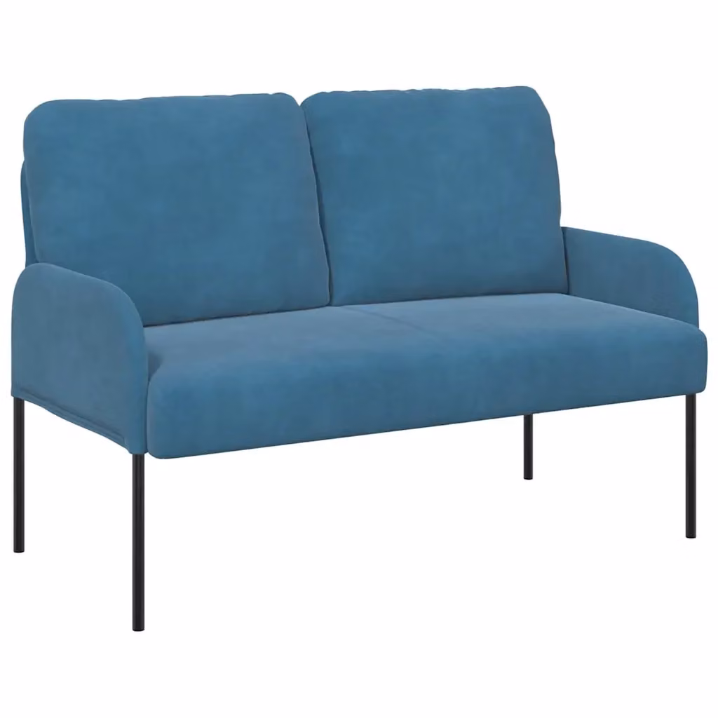Divano moderno vidaXL in tessuto blu con cuscini per soggiorno L: 115 cm, P: 80 cm, H: 56 cm – 2