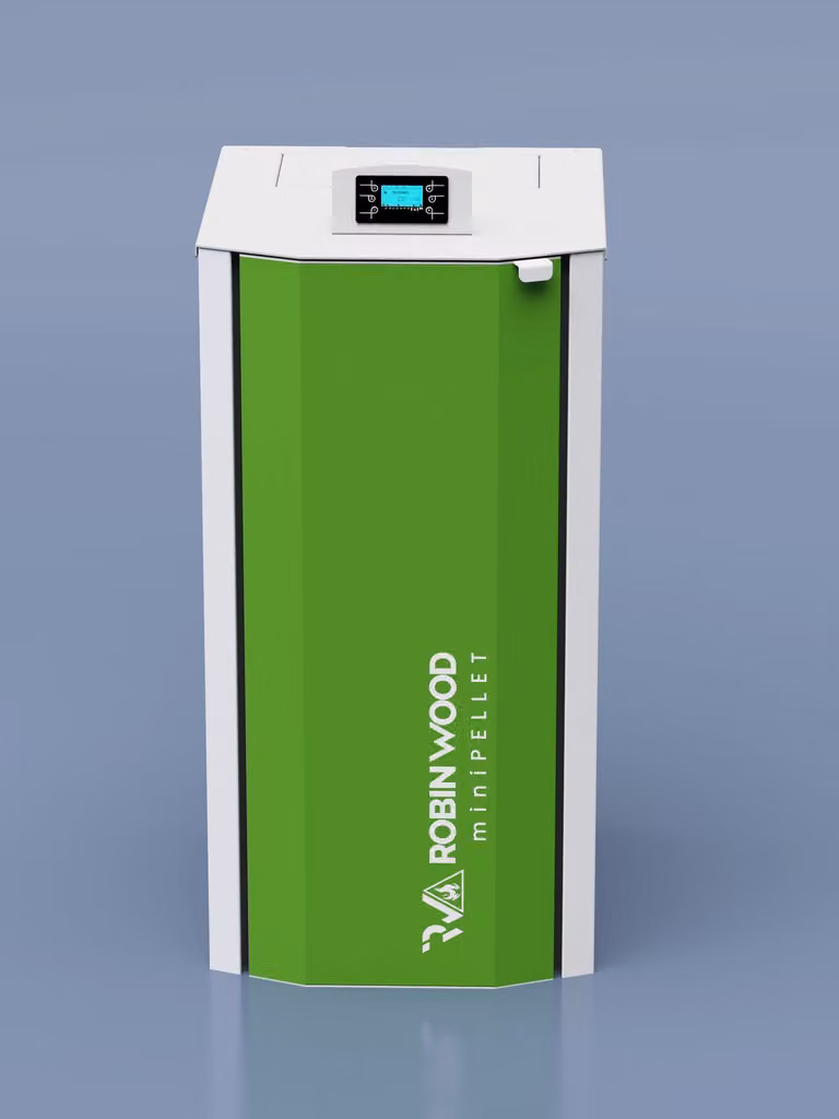 Caldaia a pellet Robin Wood MiniPellet, potenza 15,16 kW, classe A++, serbatoio pellet da 19 kg