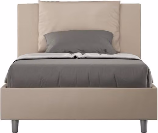 Letto imbottito 1 piazza e mezza 120x190 cm Antea - Similpelle,Tortora,Contenitore