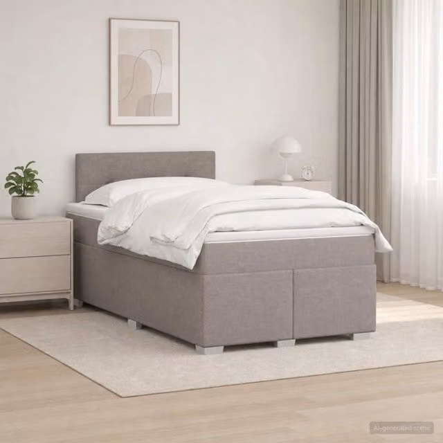 Letto box spring con materasso ibrido vidaXL in tessuto beige e grigio L/P: 120 x 200 cm – 1