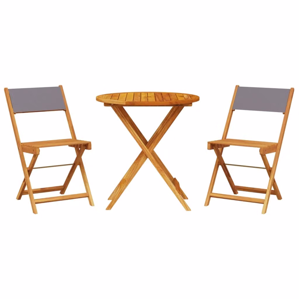 Set da Bistrot 3pz Antracite in Tessuto e Legno Massello