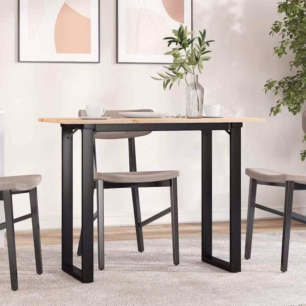 vidaXL Tavolo da Pranzo Rettangolare in Legno di Pino e Metallo Marrone L: 100 cm, P: 50 cm, H: 75 cm